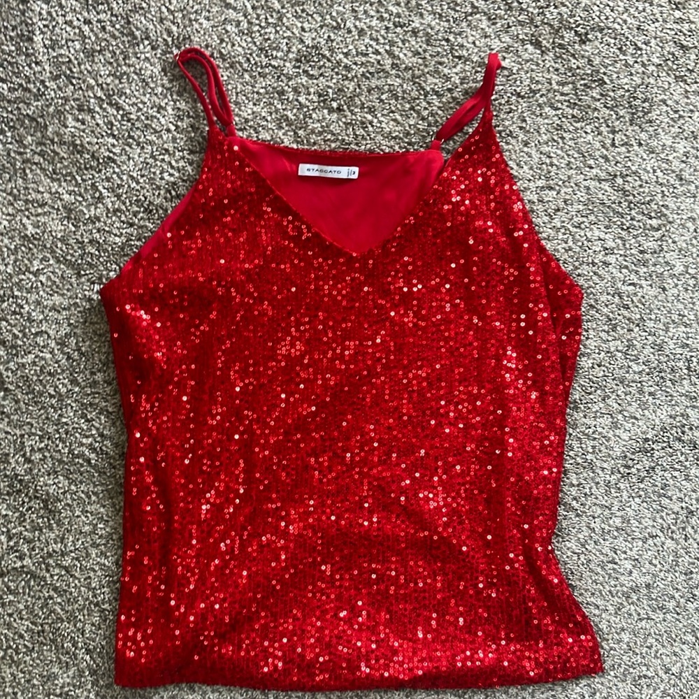 Staccato Red Sequin Sleeveless Camisole